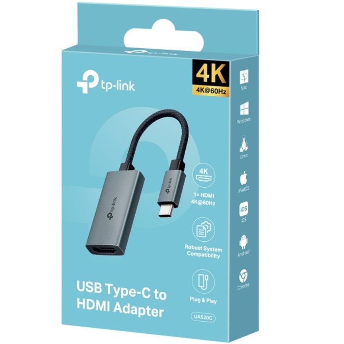 TP-Link UA520C Adaptador USB-C a HDMI 4K 60Hz Gris TP-Link UA520C Adaptador USB-C a HDMI 4K 60Hz Gris